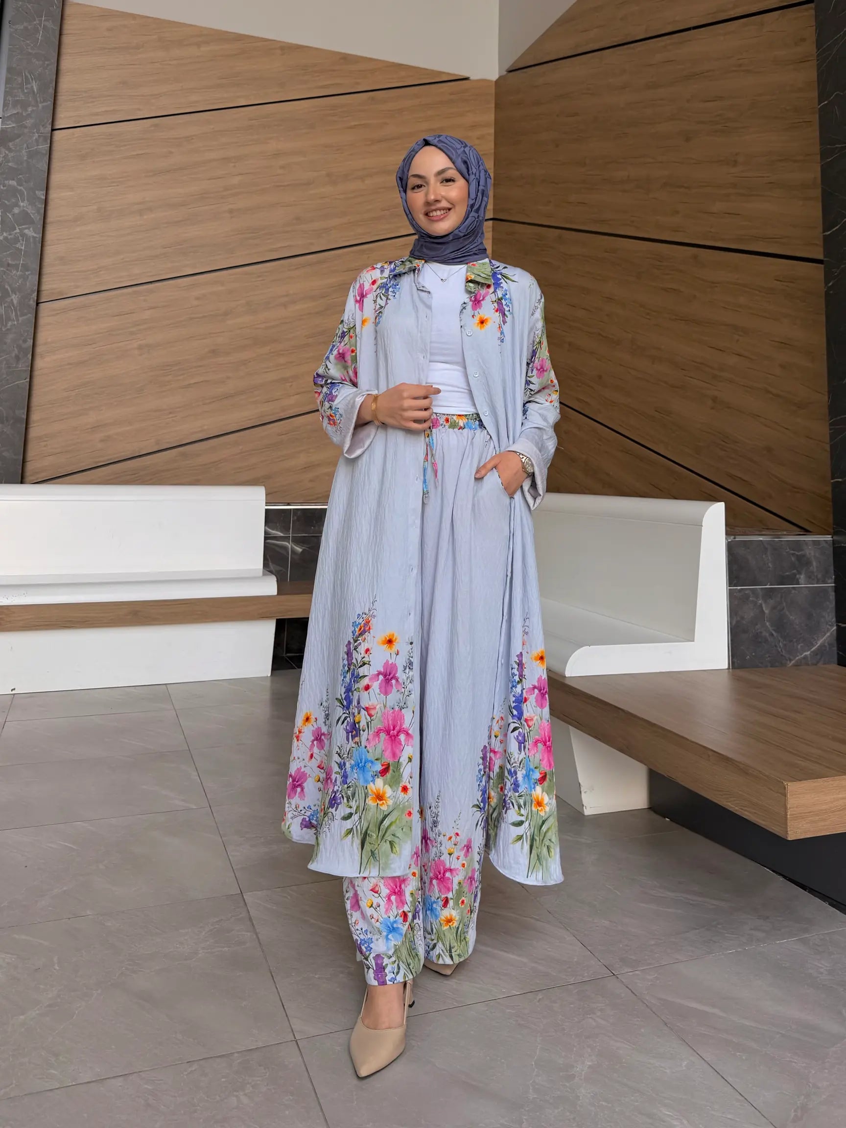 Ensemble à fleurs |Bleu