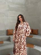 Robe motifs marron |Blanc