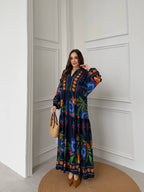Robe à motifs |Bleu marine