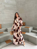 Robe à motifs marrons et oranges