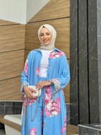 Ensemble à fleurs roses |Bleu clair